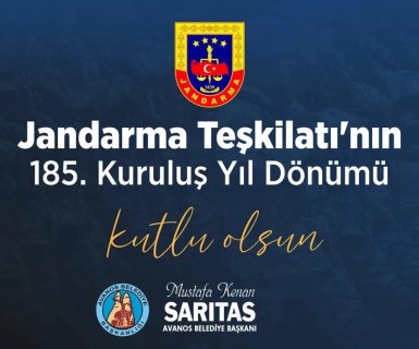 Vatanımızın yılmaz bekçisi, kahramanlar ordusu Jandarma teşkilatımızın 185'inci kuruluş yıl dönümü kutlu olsun.