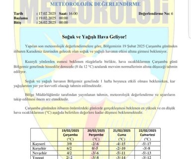 Meteoroloji Genel Müdürlüğü, 7. Bölge Müdürlüğünden Soğuk ve Yağışlı Hava Uyarısı!
