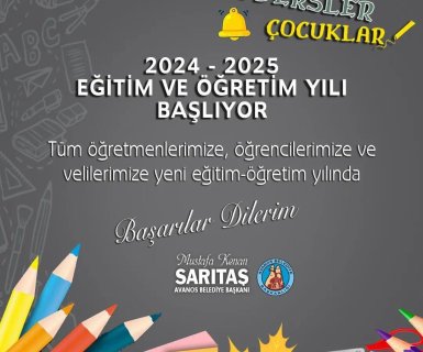 Tüm öğretmenlerimize, öğrencilerimize ve velilerimize yeni eğitim-öğretim yılında başarılar dilerim.
