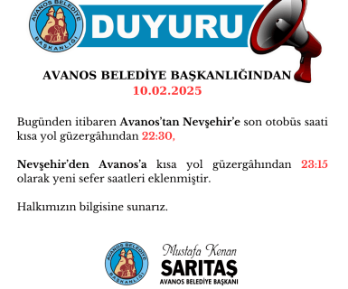 Avanos-Nevşehir Arası Son Otobüs Saatlerine Yeni Seferler Eklendi