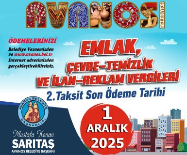 Emlak, çevre temizlik ve ilan reklam vergi ödemelerinde 2. taksit için son ödeme tarihi 1 Aralık 2025'dir.