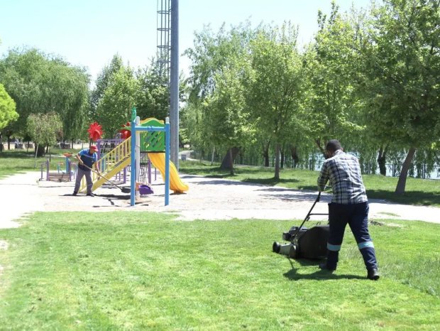 İlçemiz Genelinde Yeşil Alan Bakımları Yapılıyor