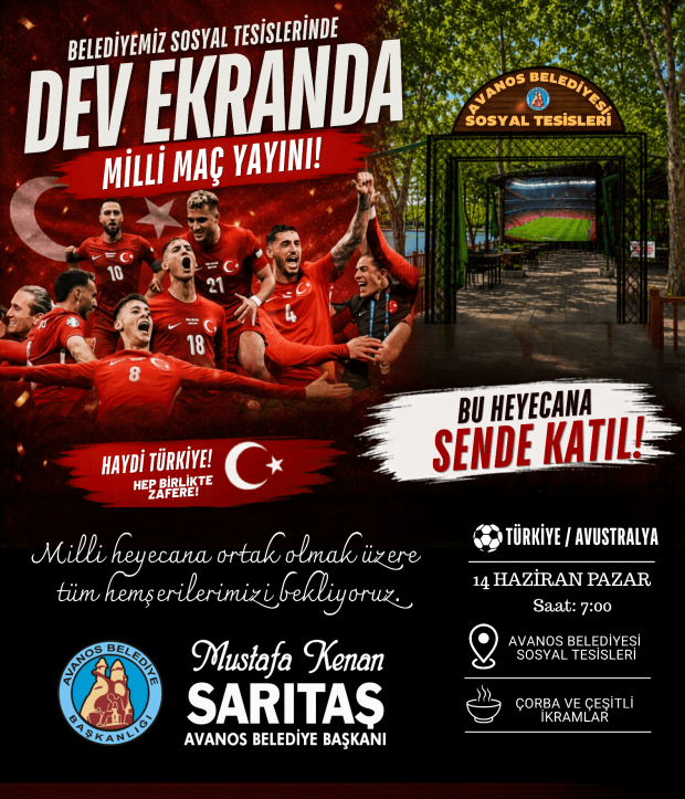 A Milli Takımımızın Maçları Belediyemiz Sosyal Tesislerinde Dev Ekranda Yayınlanacak