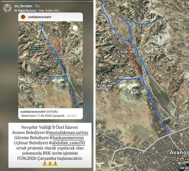 AVANOS-ÇAVUŞİN-GÖREME-UÇHİSAR YOLUMUZDA BSK SERİM ÇALIŞMALARI BAŞLADI HALKIMIZA DUYURULUR