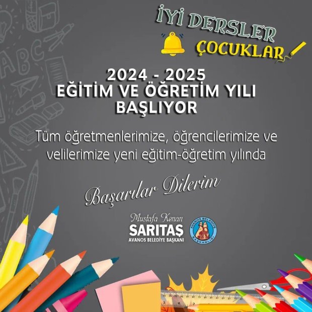 Tüm öğretmenlerimize, öğrencilerimize ve velilerimize yeni eğitim-öğretim yılında başarılar dilerim.