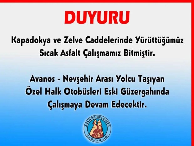Kapadokya ve Zelve Caddelerinde Yürüttüğümüz Sıcak Asfalt Çalışmamız Bitmiştir.