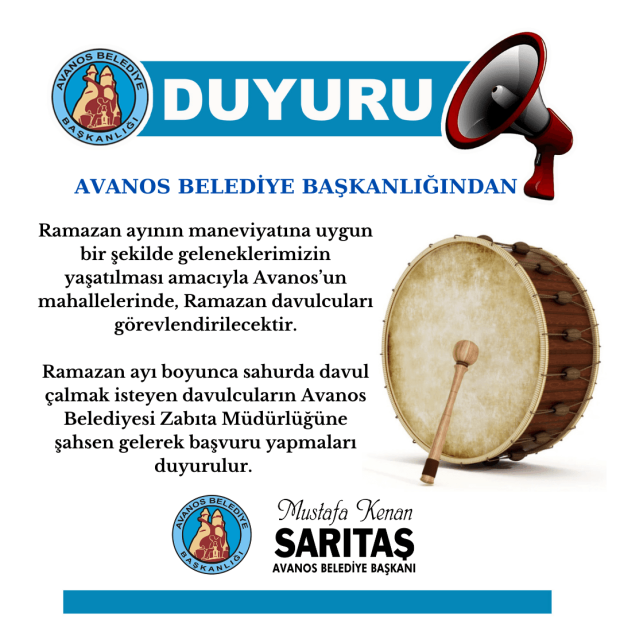 Avanos'ta ramazan davulcuları için başvurular alınacak.