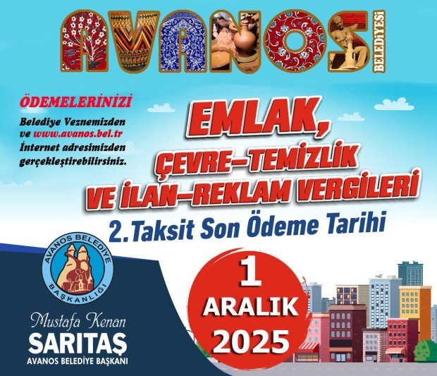 Emlak, çevre temizlik ve ilan reklam vergi ödemelerinde 2. taksit için son ödeme tarihi 1 Aralık 2025'dir.